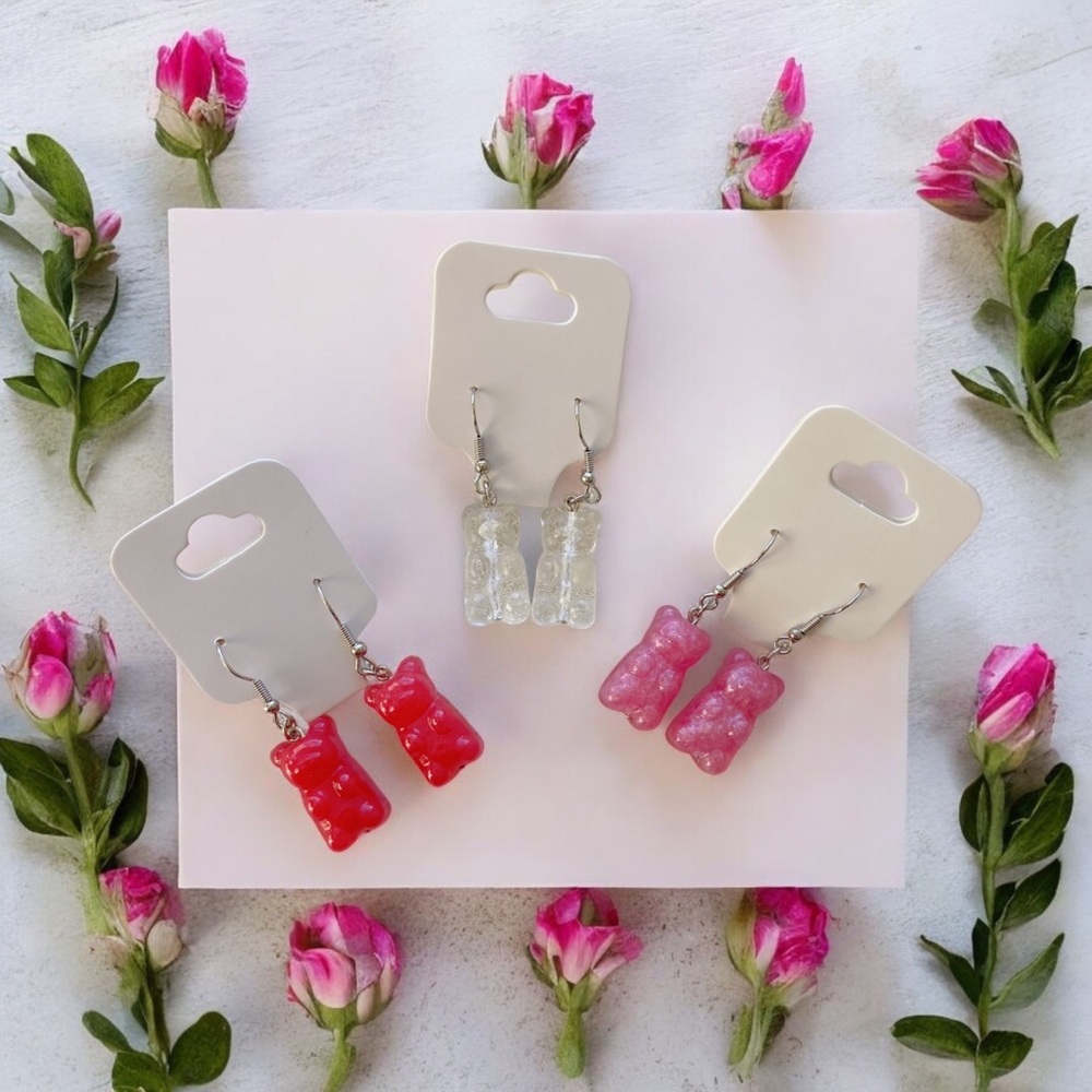 Gummy Bear Earrings Handmade Candy Gummy Bear Resin Earrings